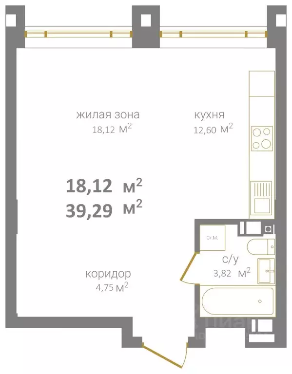 Свободной планировки кв. Нижегородская область, Нижний Новгород КМ Дом ... - Фото 1