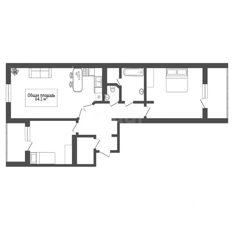 2-к кв. Новосибирская область, Новосибирск Большевистская ул., 110 ... - Фото 2