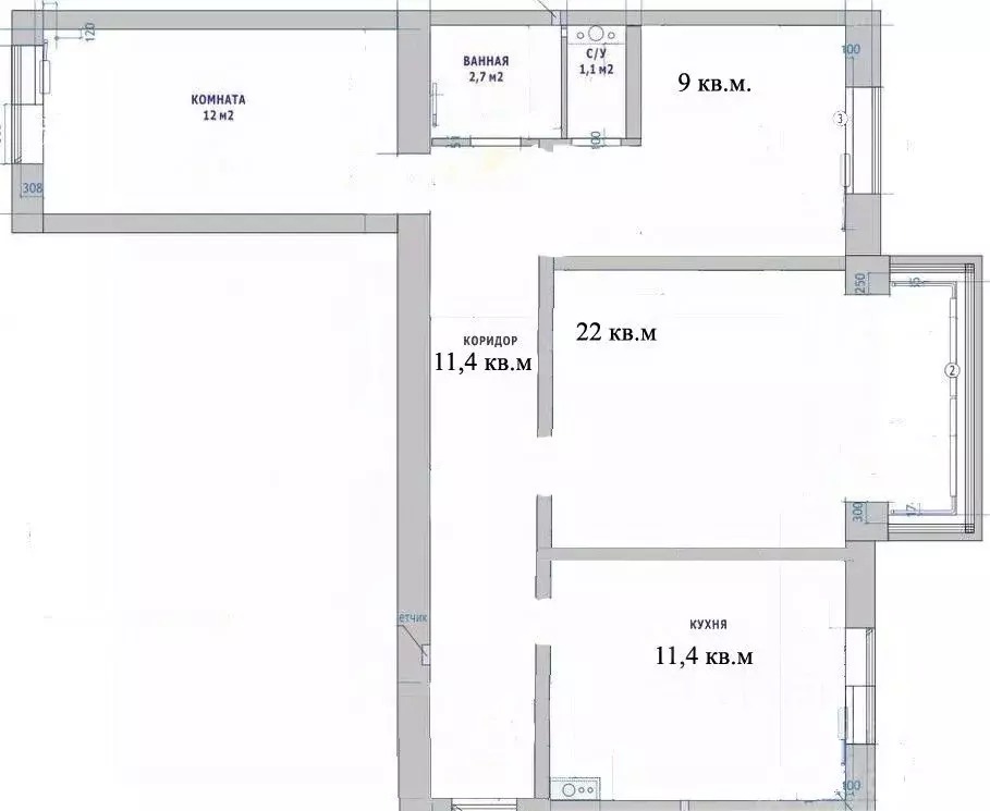3-к кв. Санкт-Петербург Наличная ул., 36К7 (71.6 м) - Фото 2