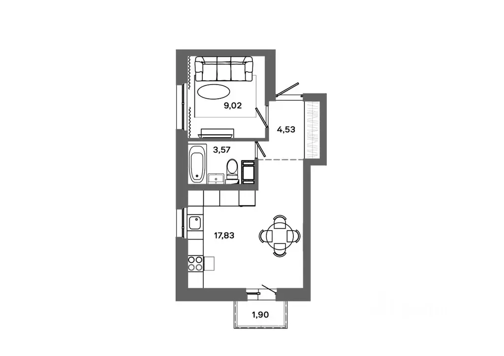 1-к кв. Ханты-Мансийский АО, Сургут ул. Ивана Захарова, 16 (35.52 м) - Фото 1