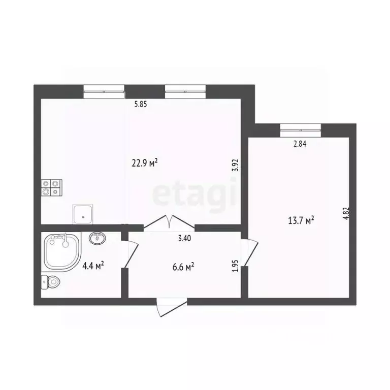 1-к кв. Тюменская область, Тюмень ул. Газопромысловая, 6 (47.6 м) - Фото 2