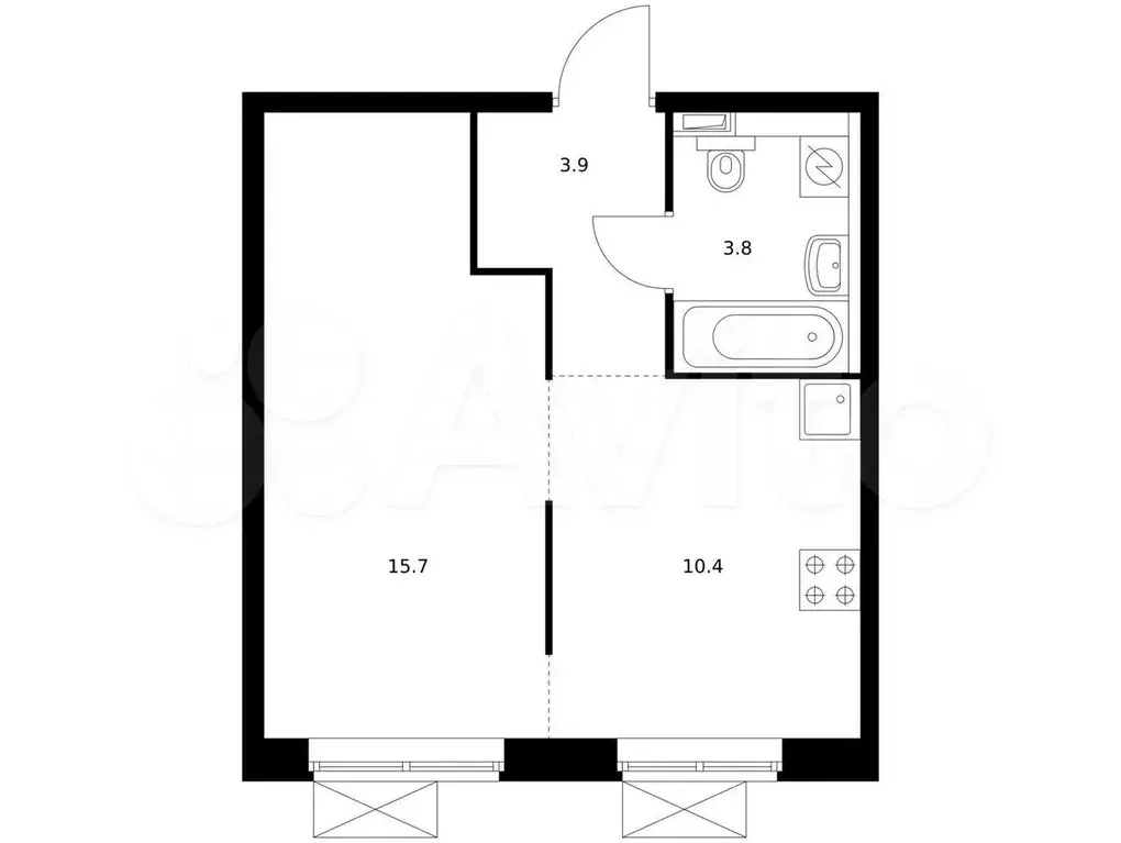 1-к. квартира, 33,1 м, 9/25 эт. - Фото 0