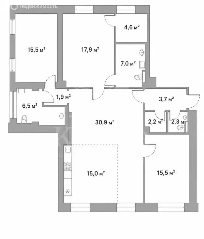 4-комнатная квартира: Москва, Усачёва улица, 62 (123 м) - Фото 1