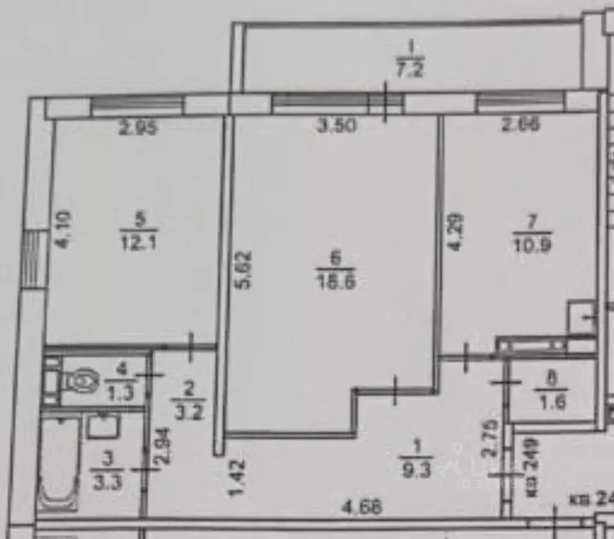 2-к кв. Томская область, Северск ул. Ленина, 126 (65.0 м) - Фото 1
