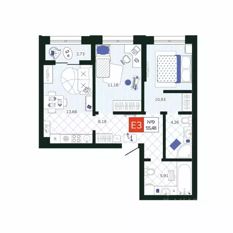 2-к кв. Тульская область, Тула Мясново мкр, Желания жилой комплекс ... - Фото 1