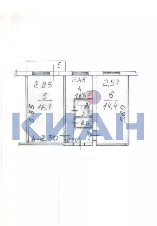 2-к. квартира, 45,3 м, 4/5 эт. - Фото 0