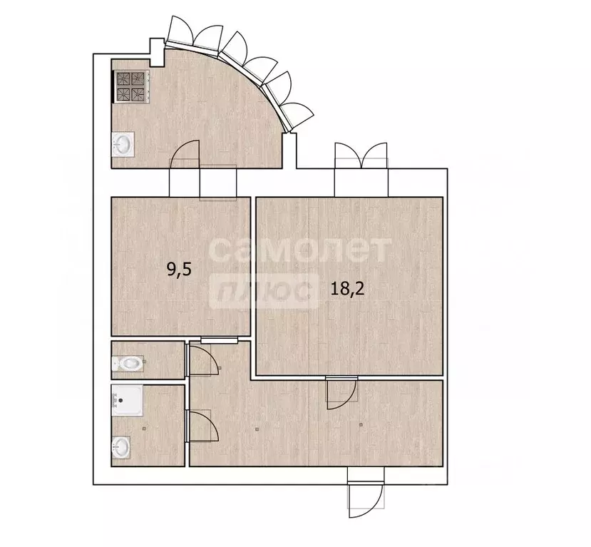 1-к кв. Ханты-Мансийский АО, Нижневартовск ул. Дзержинского, 9 (43.9 ... - Фото 2