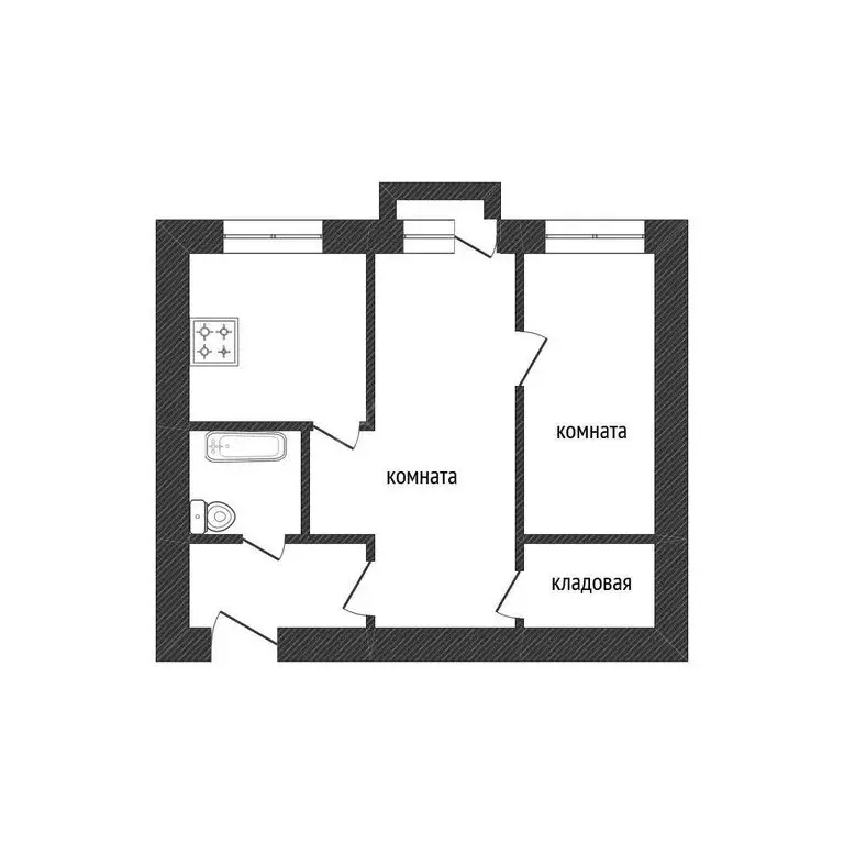 2-комнатная квартира: Волхов, улица Калинина, 38А (42 м) - Фото 1