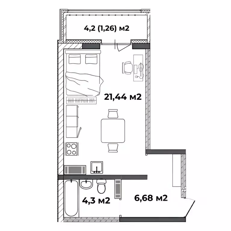 Студия Ярославская область, Ярославль ул. Старая Костромская, 4 (33.68 ... - Фото 1