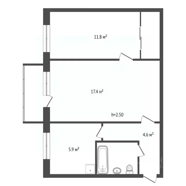 2-к кв. Красноярский край, Красноярск просп. Металлургов, 45 (44.7 м) - Фото 2