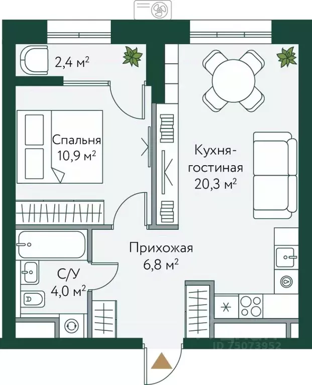 1-к кв. Волгоградская область, Волгоград Новосибирская ул., 74с1 (44.4 ... - Фото 0