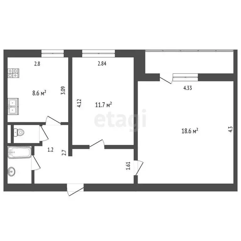2-комнатная квартира: Пенза, проспект Строителей, 158 (56.5 м) - Фото 0