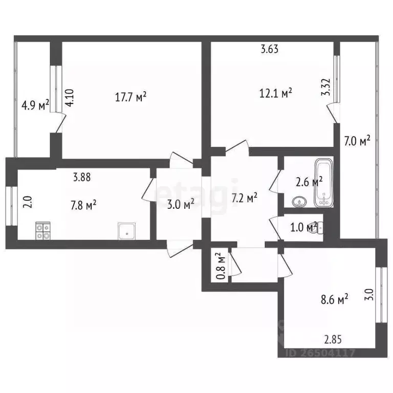 3-к кв. Севастополь просп. Генерала Острякова, 141Б (72.7 м) - Фото 2