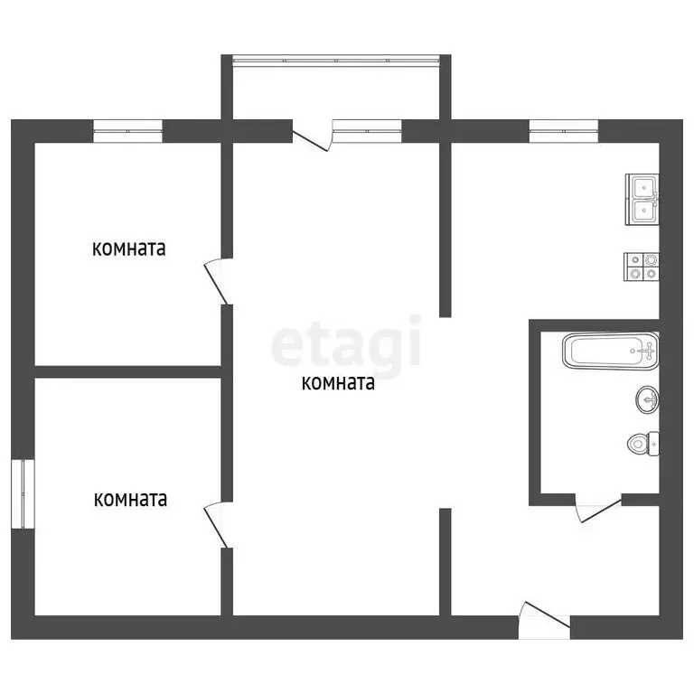3-комнатная квартира: Ялуторовск, улица Ленина, 35 (42 м) - Фото 1