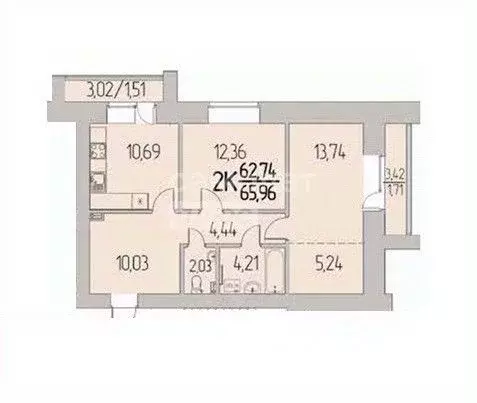 2-к кв. Томская область, Томский район, д. Кисловка, Левобережный мкр ... - Фото 2