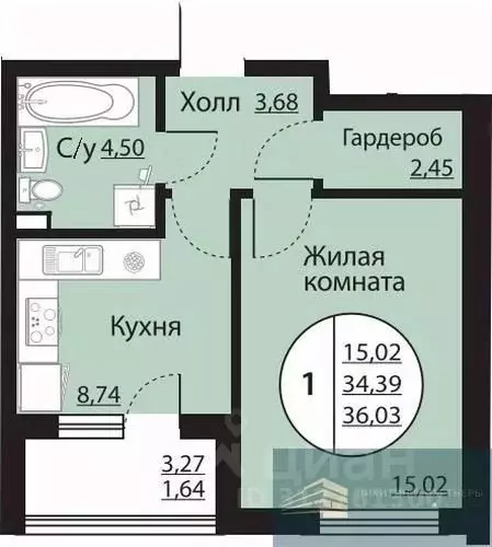 1-к кв. Воронежская область, Воронеж Московский просп., 138 (36.0 м) - Фото 0