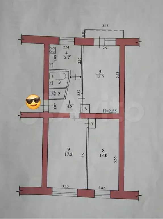 3-к. квартира, 60,2 м, 4/5 эт. - Фото 0