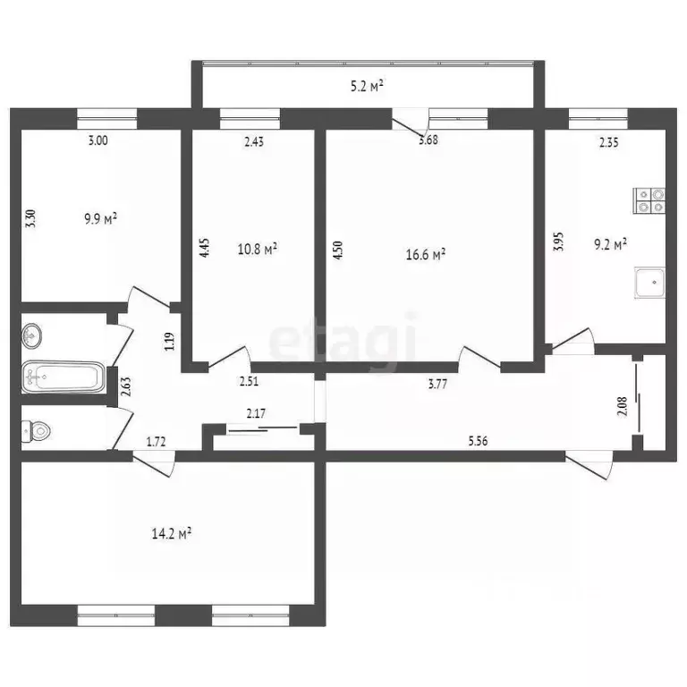 4-к кв. Свердловская область, Талица Рябиновая ул., 6 (82.5 м) - Фото 1