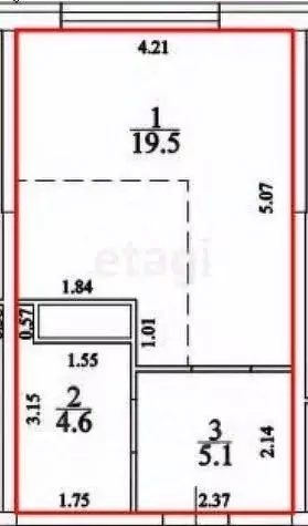 Студия Ульяновская область, Ульяновск ул. Аблукова, 12 (29.2 м) - Фото 1