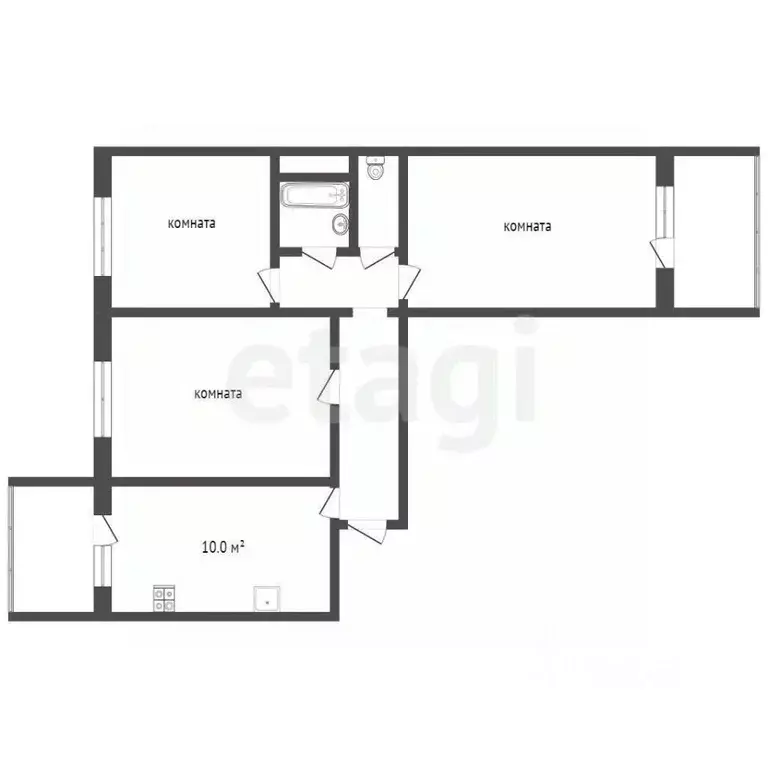 3-к кв. Ростовская область, Ростов-на-Дону просп. Королева, 1/2 (56.0 ... - Фото 2