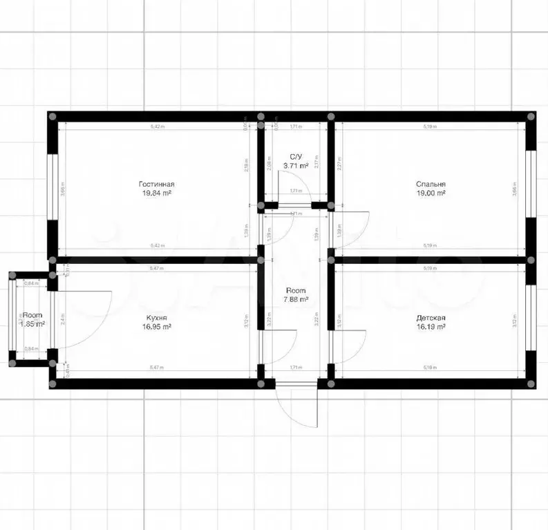 3-к. квартира, 90 м, 1/4 эт. - Фото 0