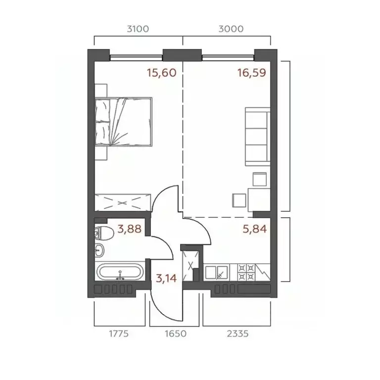1-к кв. Иркутская область, Иркутск ул. 6-я Советская, 2 (45.05 м) - Фото 0