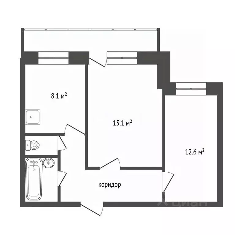 2-к кв. Воронежская область, Воронеж Ленинградская ул., 26А (47.2 м) - Фото 2