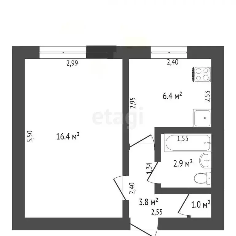 1-комнатная квартира: Ишим, улица Рокоссовского, 20А (29.8 м) - Фото 1