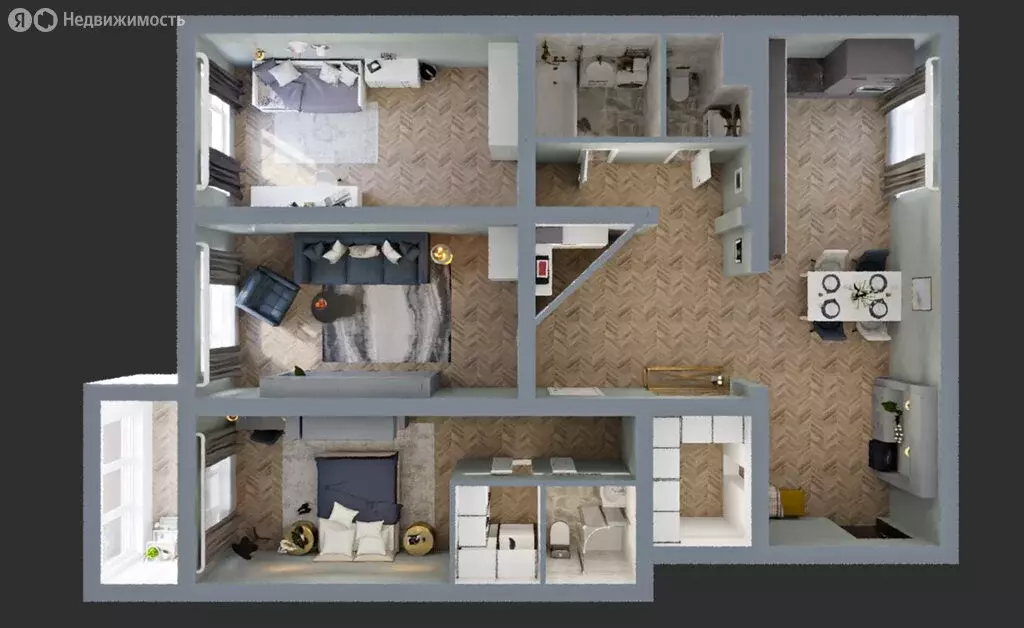 3-комнатная квартира: город Тельмана, жилой комплекс Сибирь (115.9 м) - Фото 2