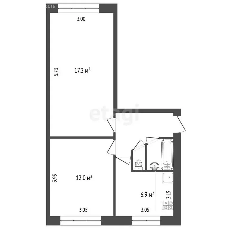 2-комнатная квартира: Томск, улица Сергея Лазо, 6 (43.5 м) - Фото 1