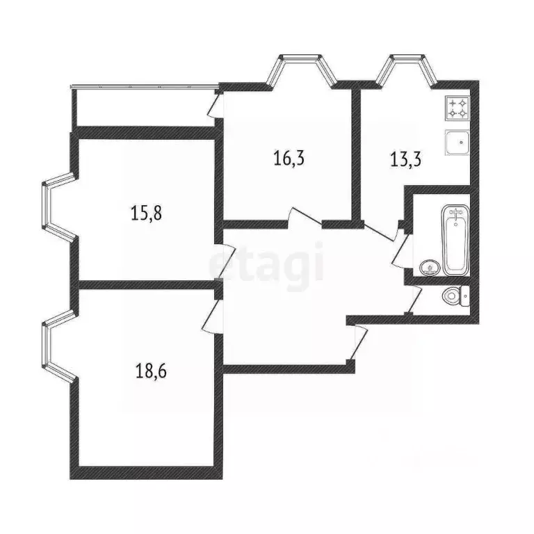 3-к кв. Белгородская область, Белгород бул. Юности, 3 (83.0 м) - Фото 2