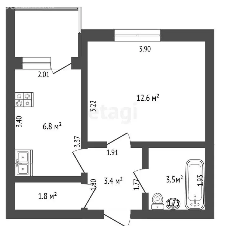 1-комнатная квартира: Лесной, улица Мира, 11 (28 м) - Фото 1
