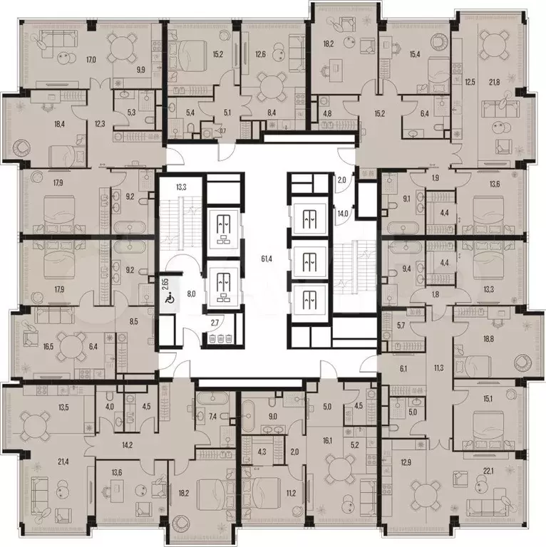 2-к. квартира, 58,5 м, 40/47 эт. - Фото 1