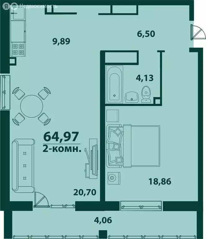 2-комнатная квартира: Ульяновск, 19-й микрорайон, ЖК Аквамарин-2, 4 ... - Фото 0