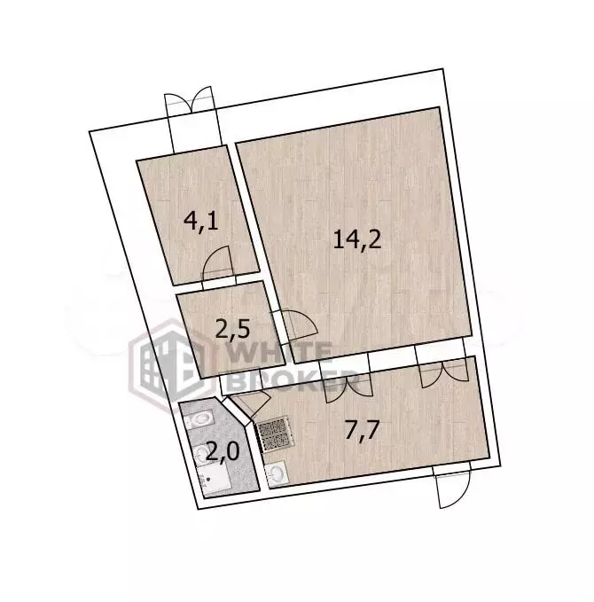 2-к. квартира, 30,5 м, 2/2 эт. - Фото 0