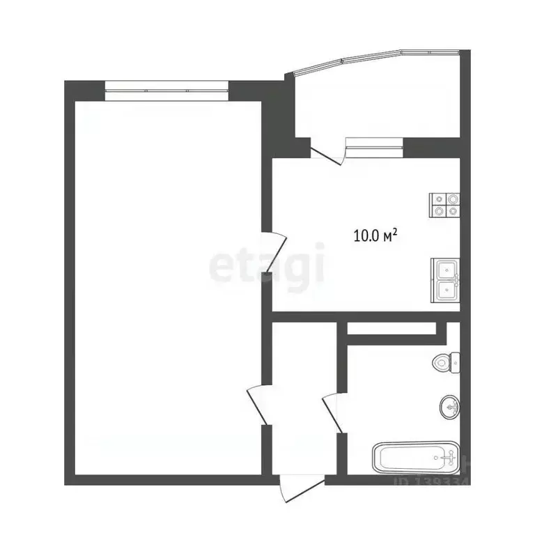1-к кв. Тюменская область, Тюмень ул. Александра Митинского, 6 (40.9 ... - Фото 2