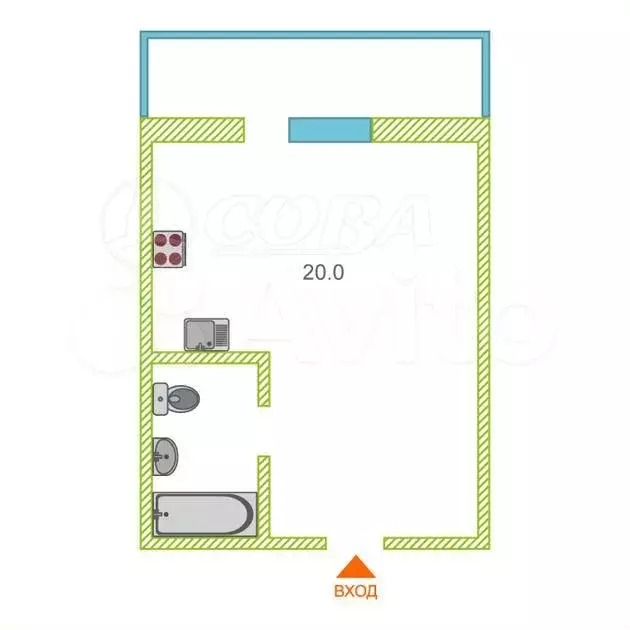 Квартира-студия, 25,6 м, 7/14 эт. - Фото 0