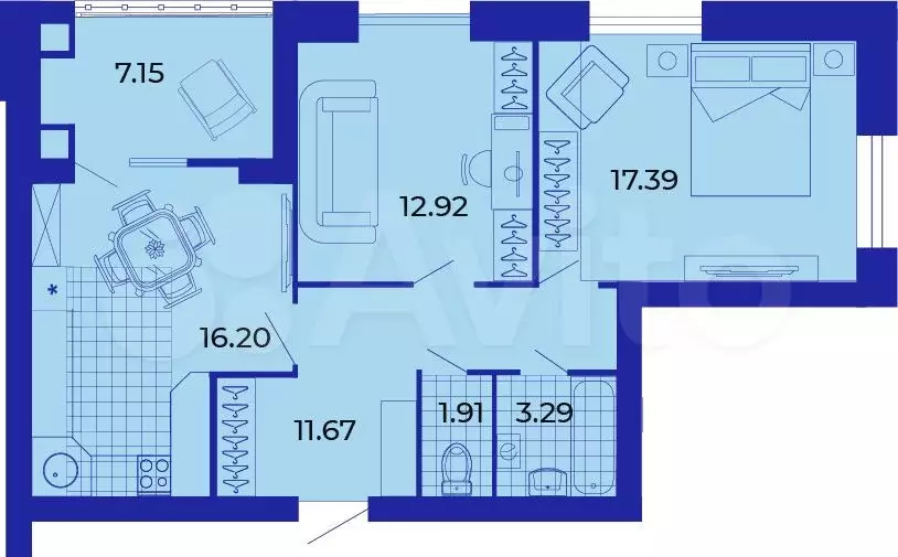 2-к. квартира, 71 м, 4/9 эт. - Фото 1