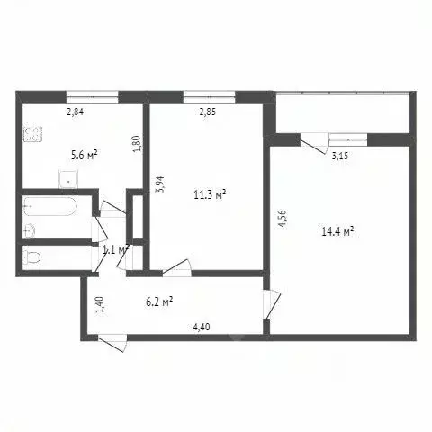 2-к кв. Ямало-Ненецкий АО, Новый Уренгой ул. 26-го съезда КПСС, 6 ... - Фото 2