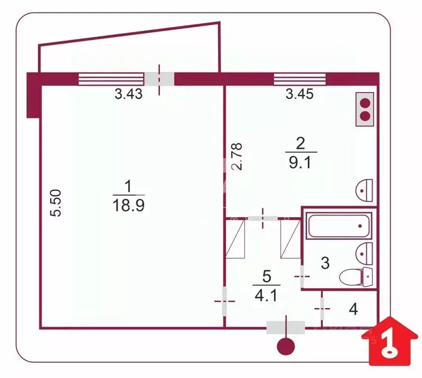 1-к кв. Омская область, Омск ул. 8-я Линия, 78 (36.7 м) - Фото 2
