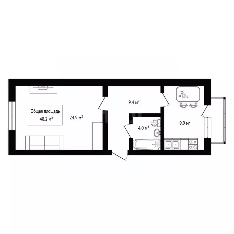 1-к кв. Алтай, Горно-Алтайск Коммунистический просп. (48.2 м) - Фото 2