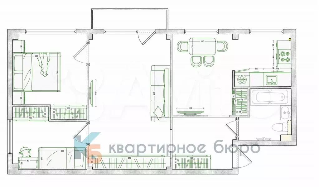 3-к. квартира, 59 м, 2/5 эт. - Фото 0