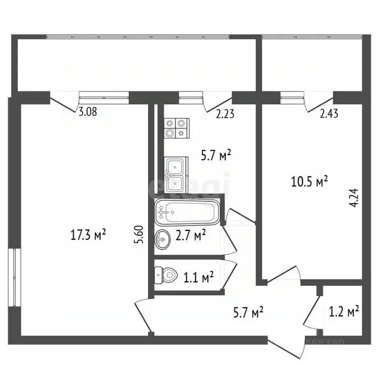 2-к кв. Крым, Ялта ул. Кривошты, 16 (55.0 м) - Фото 2