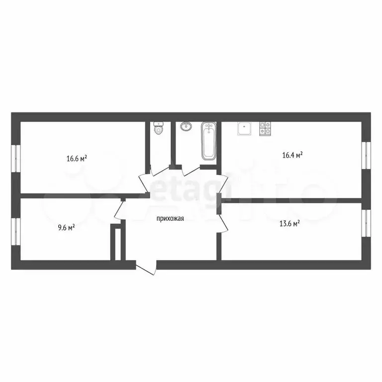 3-к. квартира, 75,3 м, 5/9 эт. - Фото 0