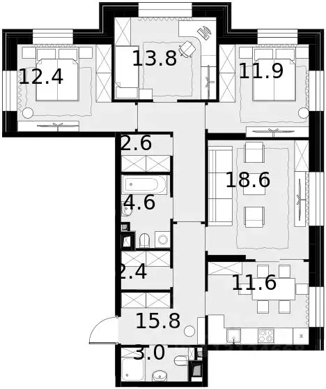 4-к кв. Москва ул. Ротмистрова, 2к2 (97.3 м) - Фото 1
