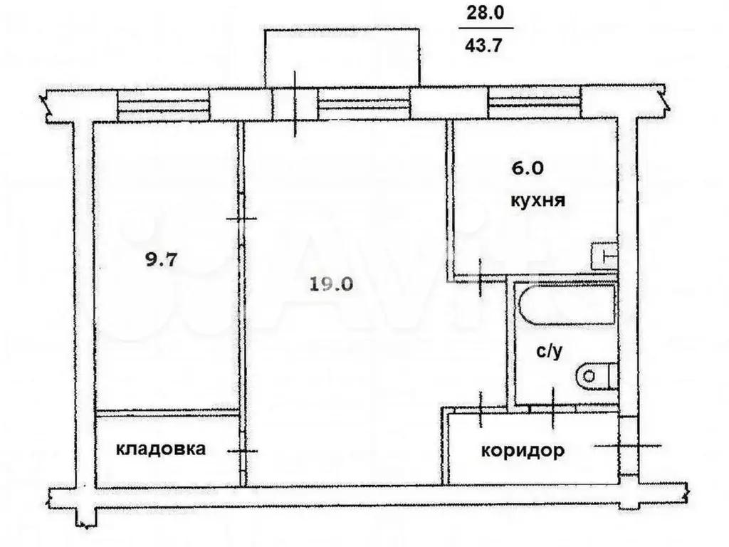 2-к. квартира, 43 м, 2/3 эт. - Фото 0