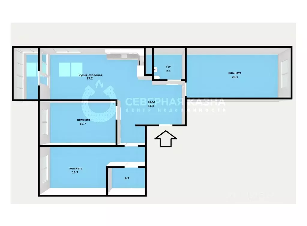 3-к кв. Свердловская область, Екатеринбург ул. Хохрякова, 66 (107.7 м) - Фото 1
