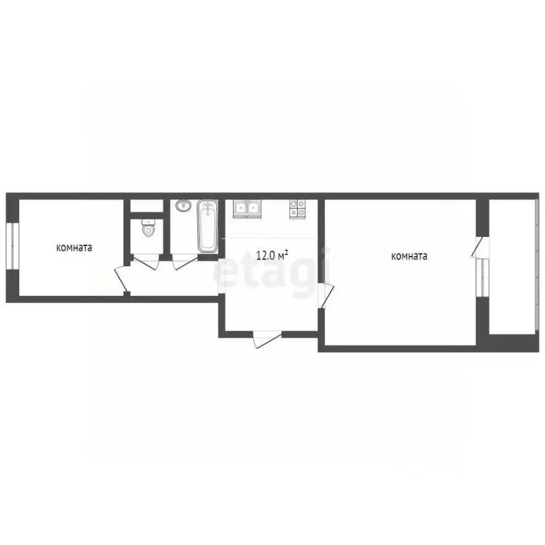 2-к кв. Челябинская область, Челябинск Солнечная ул., 6г (45.3 м) - Фото 1