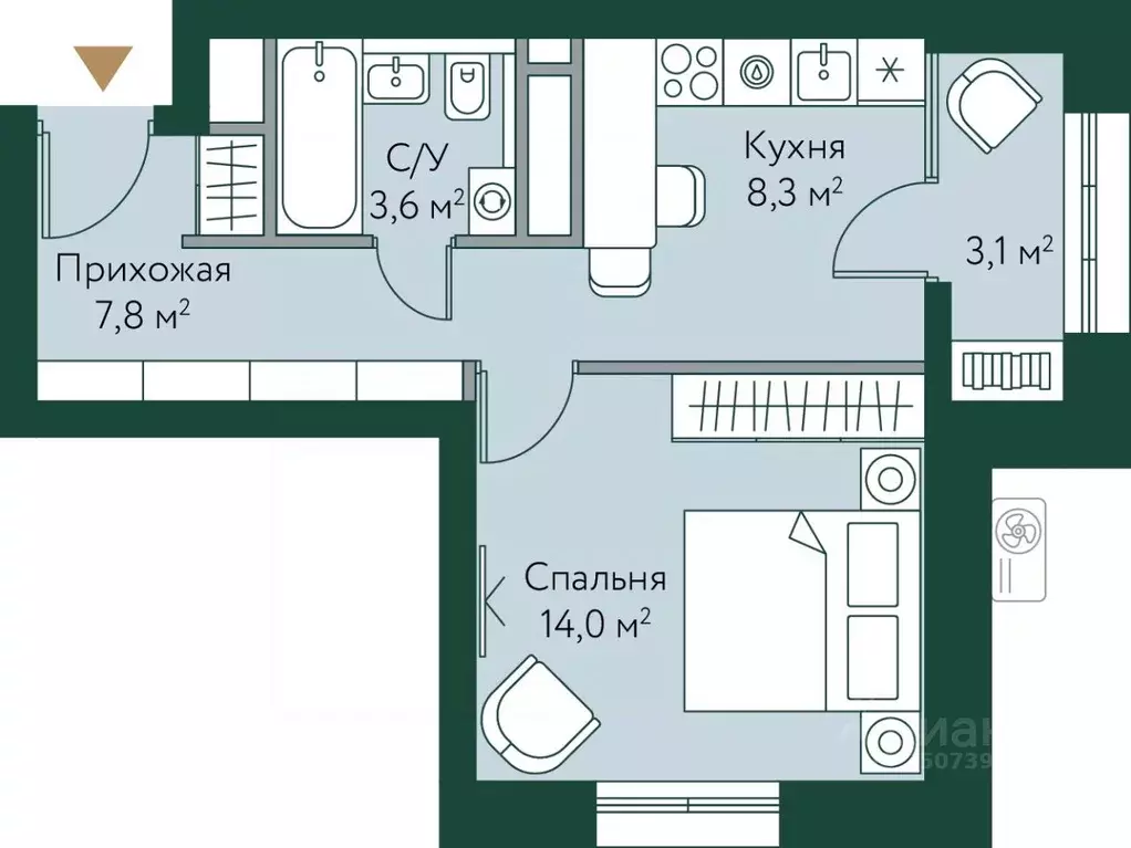1-к кв. Волгоградская область, Волгоград Новосибирская ул., 74 (36.8 ... - Фото 0