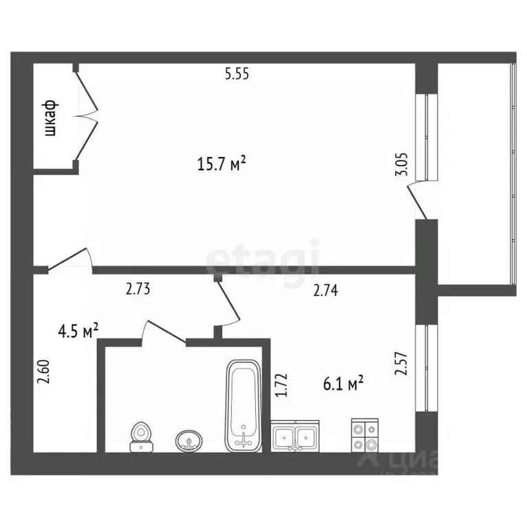 2-к кв. Вологодская область, Вологда Молочное пгт, ул. Ленина, 12 ... - Фото 2